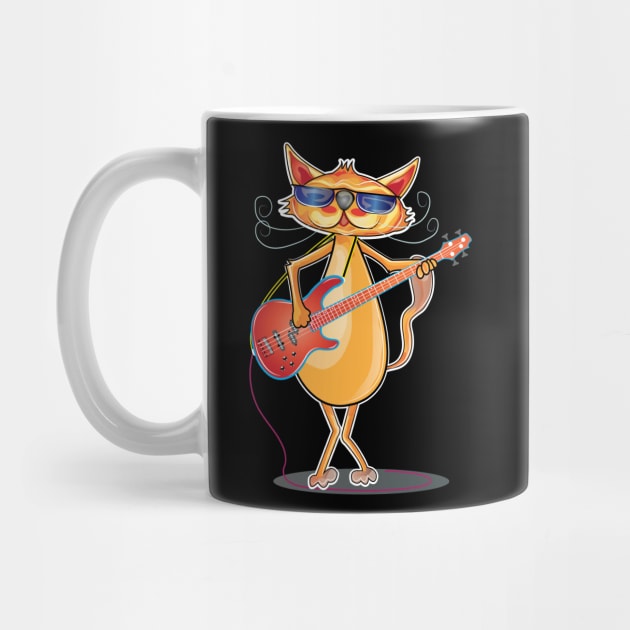 funny cat wearing sunglasses playing bass by ArticArtac